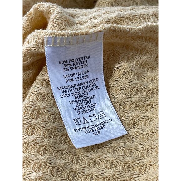 Socialite Top Size Small Short Sleeve Button Front Waffle Knit Tie Front Yellow - Picture 5 of 6